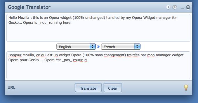 Gecko running Opera widgets.