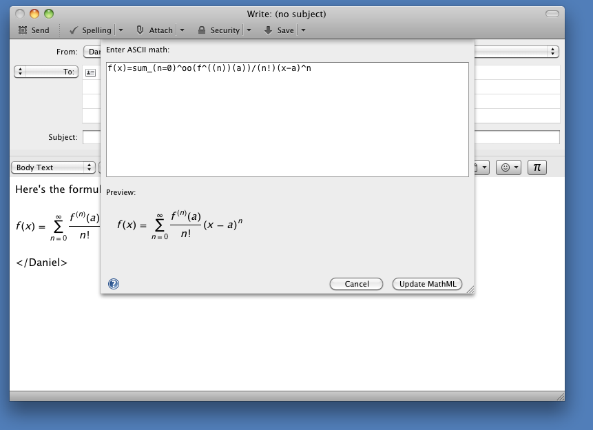 MathML editing in Thunderbird