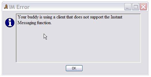 AIM error message, your buddy can't receive IM