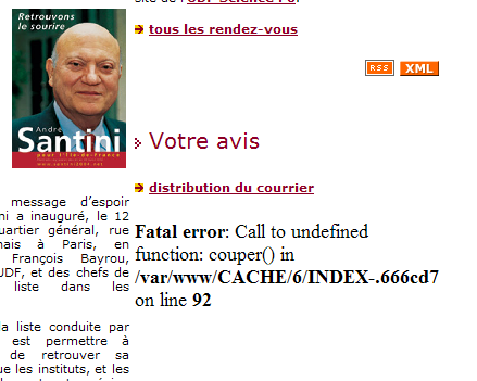fatal error on web site