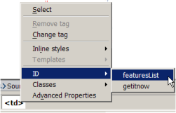 ID assignment context menu