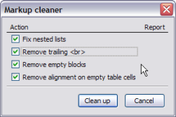 the markup cleaner's dialog
